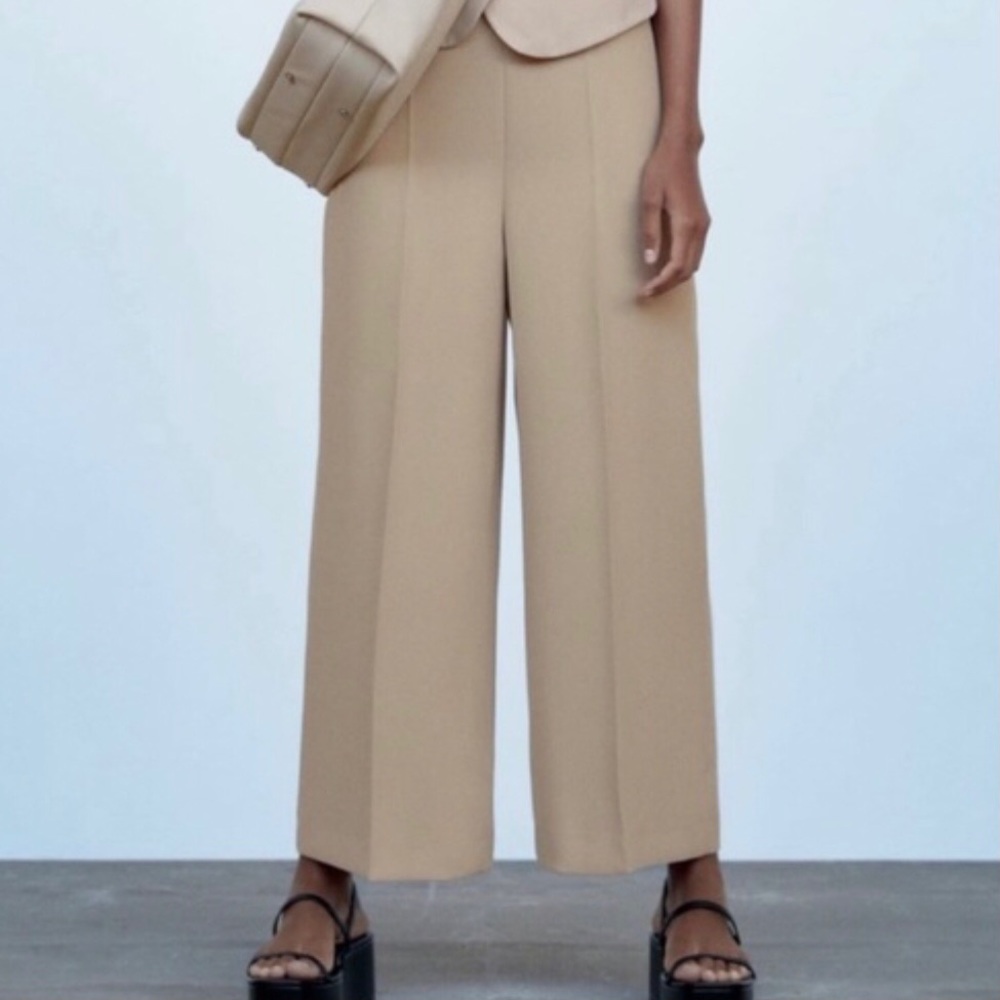 Zara Tan Wide-legged Trousers